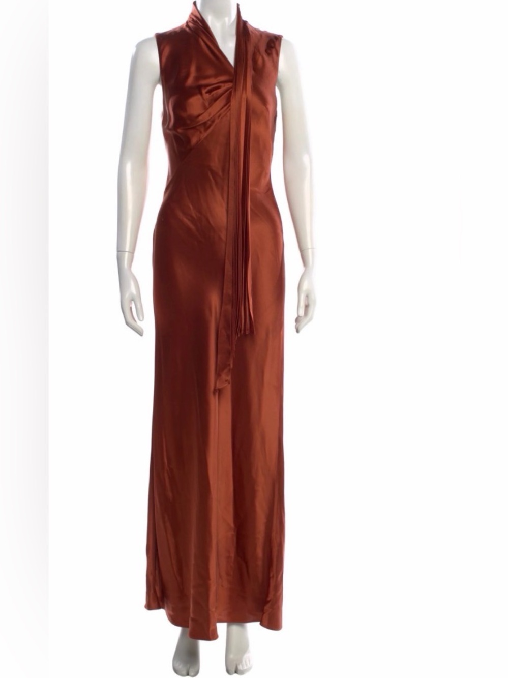 Acler Jeffries Burnt Sienna Maxi Dress with Scarf Tie